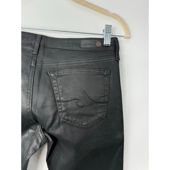 AG Zip-Up Legging Ankle Coated Black Jeans 27 Skinny Sleek Faux Leather - Picture 10 of 10